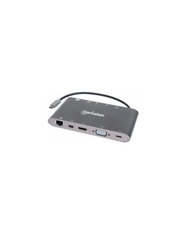 DOCKING USB,MANHATTAN,152808,-C 11 PTOS, HDMI/MINI DP/VGA, USB-C PD/3XUSBV3.2,  RED/AUDIO/SD/MICRO SD