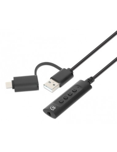 153560 Convertidor USB 2.0   USB-C a Tarjeta Sonido 3.5 mm - cable con controles