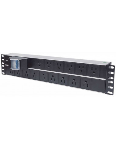 714075 Barra PDU 15 contactos para Gabinete Rack 19" - 2Unidades, proteccion contra corto circuito