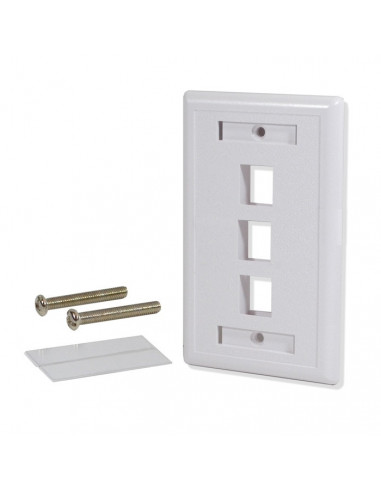 PLACA DE PARED WALL PLATE, 3 PTOS BLANCO