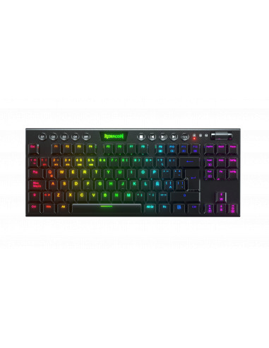 Teclado Redragon HORUS TKL K621-RGB-SP RD - Alámbrico e Inalámbrico, Español, Negro, Multicolor