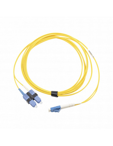 Jumper de Fibra Óptica Monomodo (OS2), XGLO, LC/UPC-SC/UPC Duplex, OFNR, Color Amarillo, 10 Metros