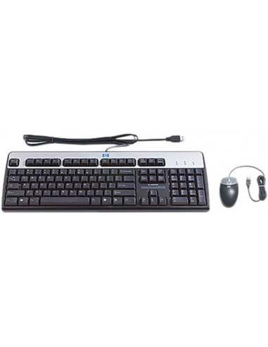 Kit de Teclado y Mouse Alambrico HP 631341-B21, Color Negro, Ingles