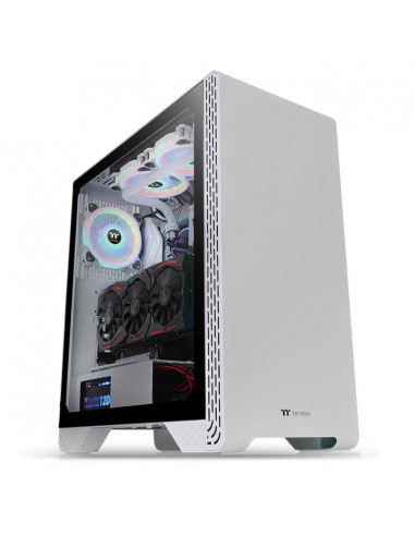 Gabinete  THERMALTAKE S300 TG Snow Edition - Gabinete, Mini ITX hasta ATX, Color blanco