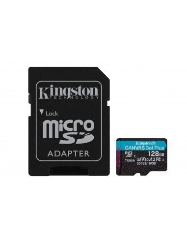 MEMORIA KINGSTON MICRO SDXC CANVAS GO! PLUS 128GB UHS-I U3 V30 A2 CLASE 10 C ADAPTADOR (SDCG3 128GB)